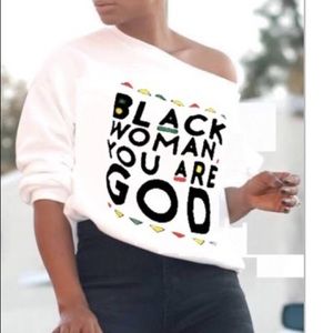 Black Woman You Are God White Long Sleeve Shirt